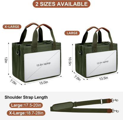 Canvas Tote Bag for Women with Zipper and Compartments Crossbody Large Bible Messenger Purse Bag With Pockets