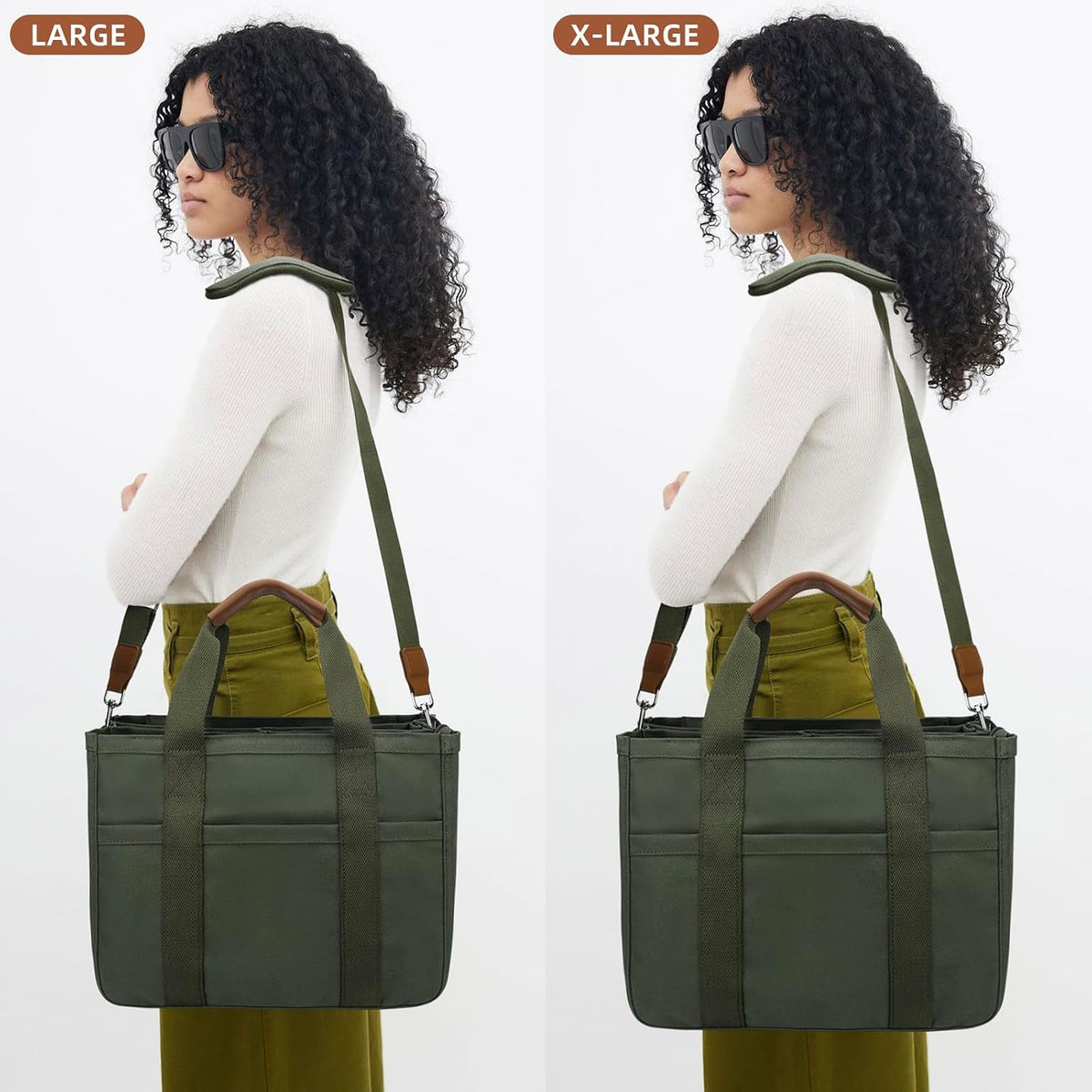 Canvas Tote Bag for Women with Zipper and Compartments Crossbody Large Bible Messenger Purse Bag With Pockets