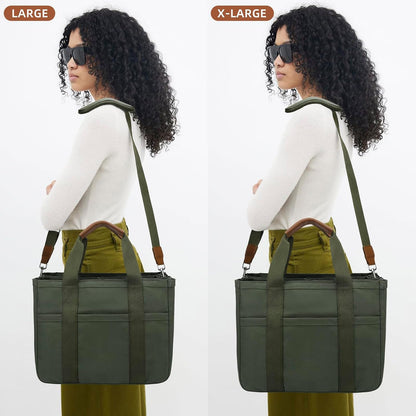 Canvas Tote Bag for Women with Zipper and Compartments Crossbody Large Bible Messenger Purse Bag With Pockets