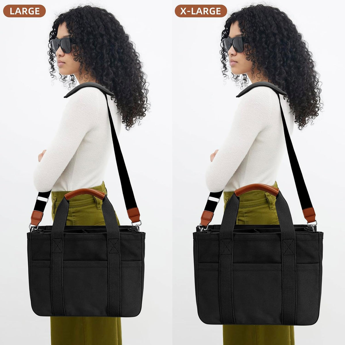 Canvas Tote Bag for Women with Zipper and Compartments Crossbody Large Bible Messenger Purse Bag With Pockets