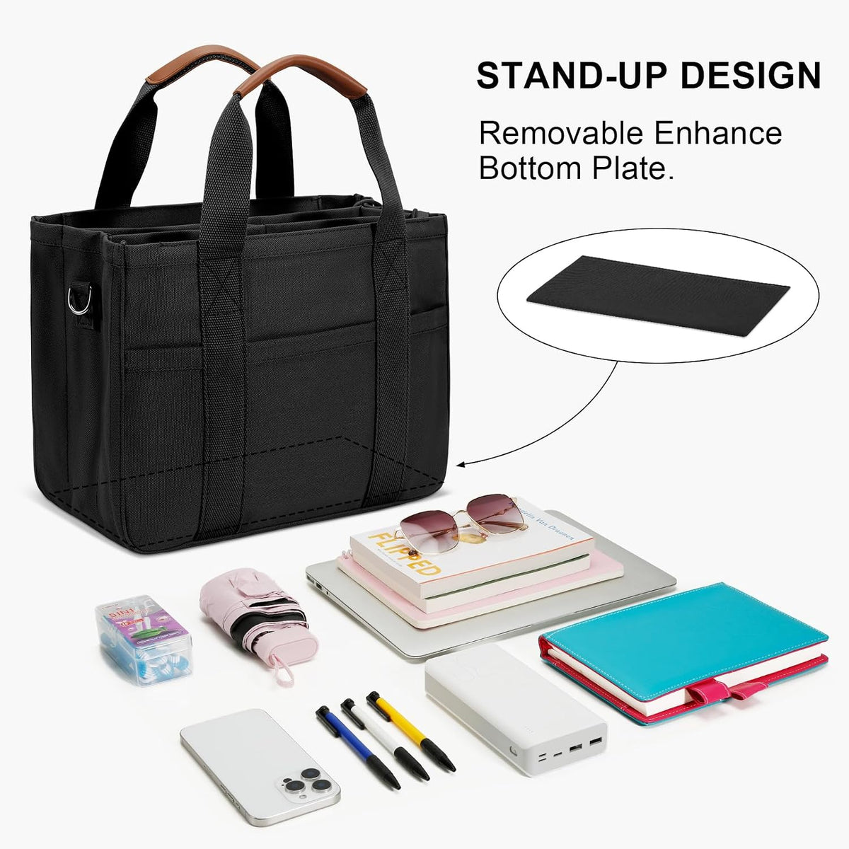 Canvas Tote Bag for Women with Zipper and Compartments Crossbody Large Bible Messenger Purse Bag With Pockets