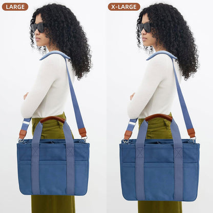 Canvas Tote Bag for Women with Zipper and Compartments Crossbody Large Bible Messenger Purse Bag With Pockets