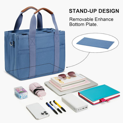 Canvas Tote Bag for Women with Zipper and Compartments Crossbody Large Bible Messenger Purse Bag With Pockets