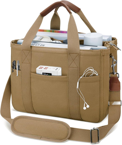 Canvas Tote Bag for Women with Zipper and Compartments Crossbody Large Bible Messenger Purse Bag With Pockets