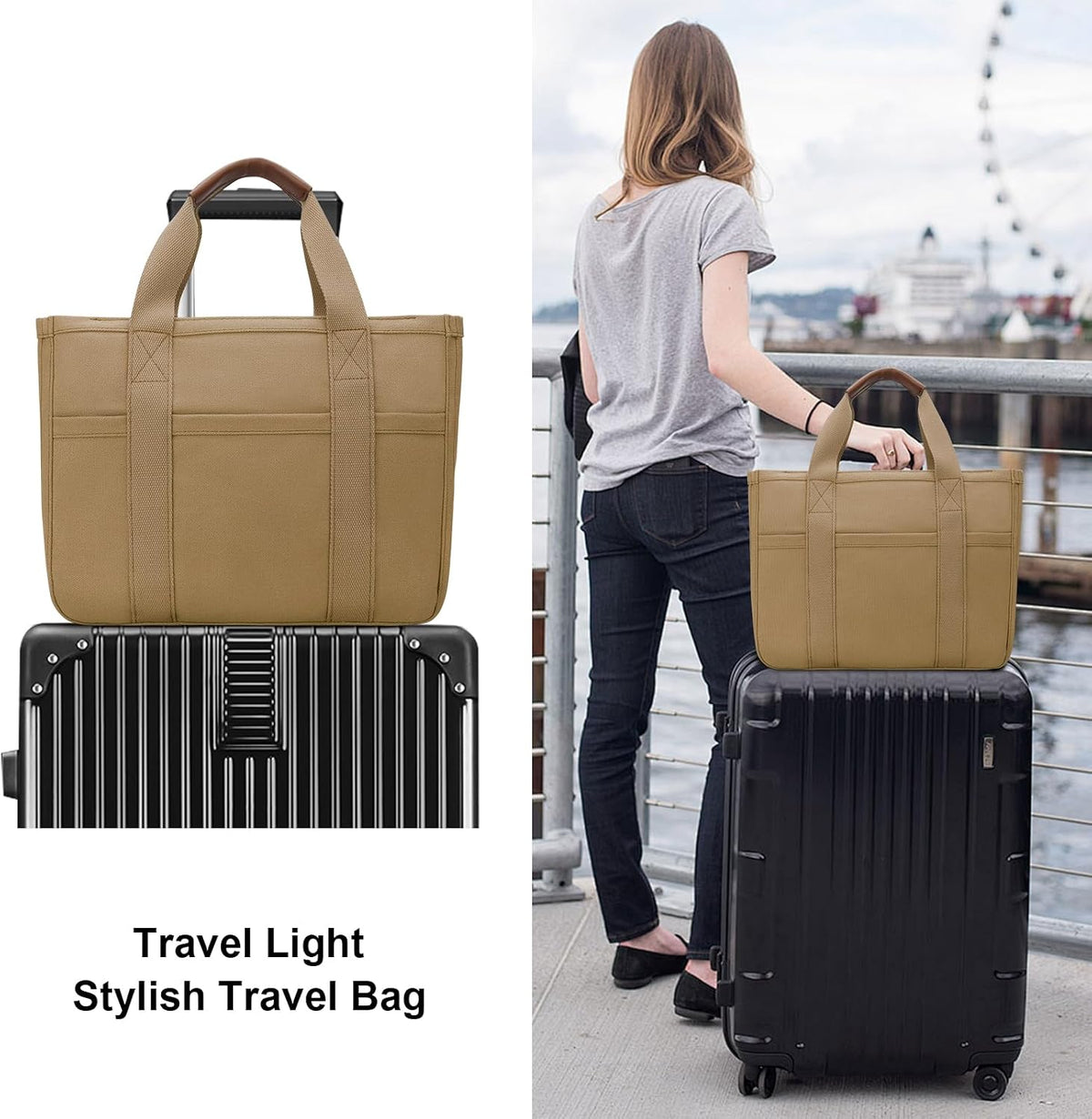 Canvas Tote Bag for Women with Zipper and Compartments Crossbody Large Bible Messenger Purse Bag With Pockets