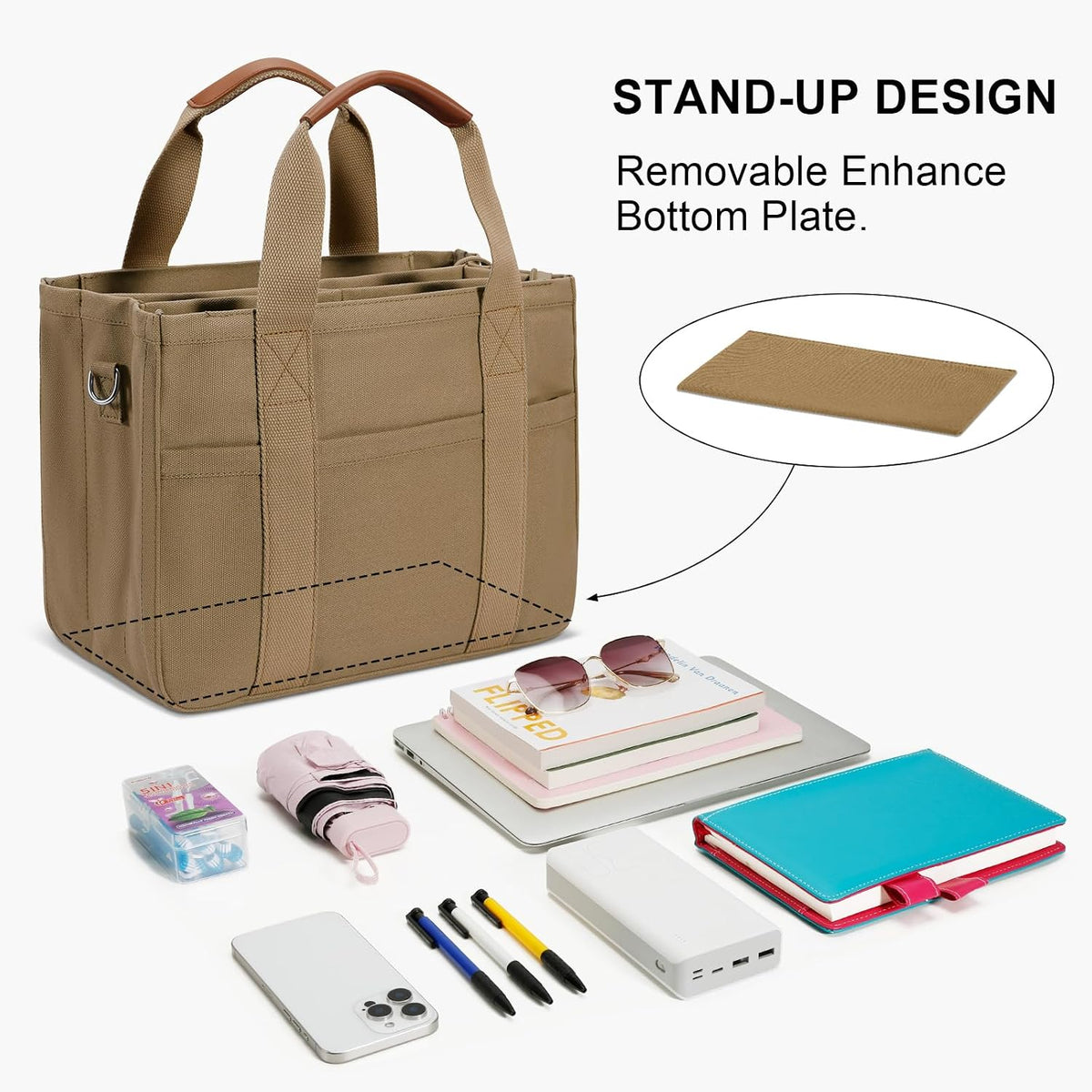 Canvas Tote Bag for Women with Zipper and Compartments Crossbody Large Bible Messenger Purse Bag With Pockets