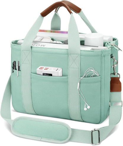 Canvas Tote Bag for Women with Zipper and Compartments Crossbody Large Bible Messenger Purse Bag With Pockets