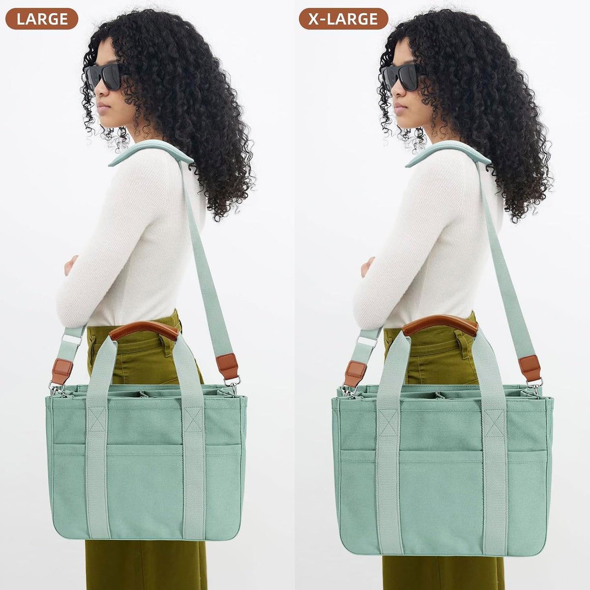 Canvas Tote Bag for Women with Zipper and Compartments Crossbody Large Bible Messenger Purse Bag With Pockets