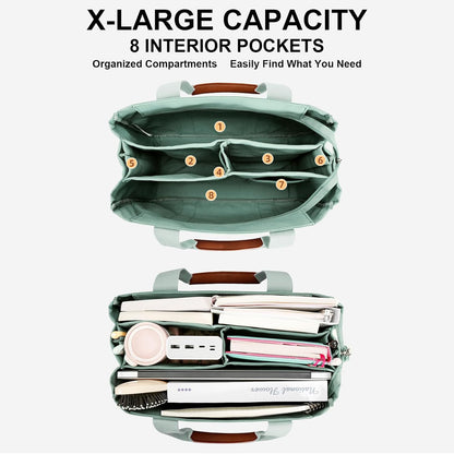 Canvas Tote Bag for Women with Zipper and Compartments Crossbody Large Bible Messenger Purse Bag With Pockets