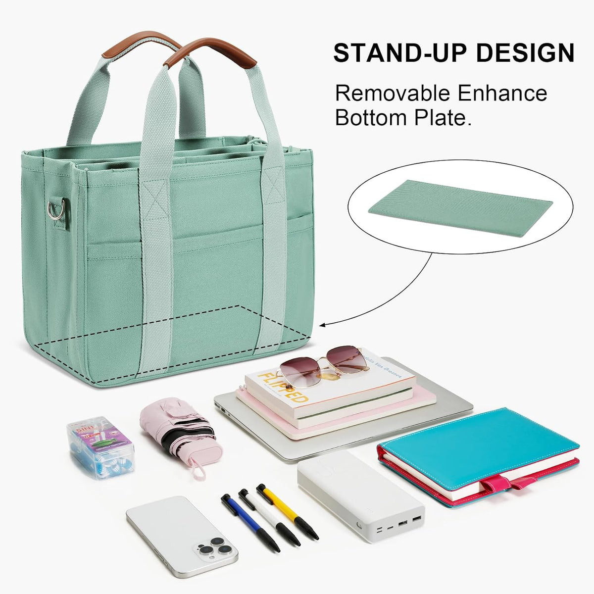 Canvas Tote Bag for Women with Zipper and Compartments Crossbody Large Bible Messenger Purse Bag With Pockets