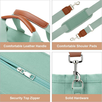 Canvas Tote Bag for Women with Zipper and Compartments Crossbody Large Bible Messenger Purse Bag With Pockets