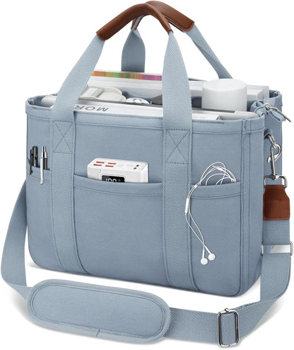 Canvas Tote Bag for Women with Zipper and Compartments Crossbody Large Bible Messenger Purse Bag With Pockets