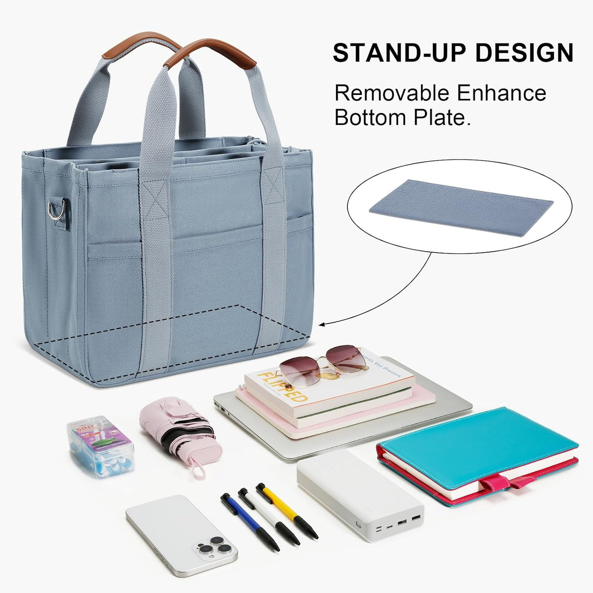 Canvas Tote Bag for Women with Zipper and Compartments Crossbody Large Bible Messenger Purse Bag With Pockets