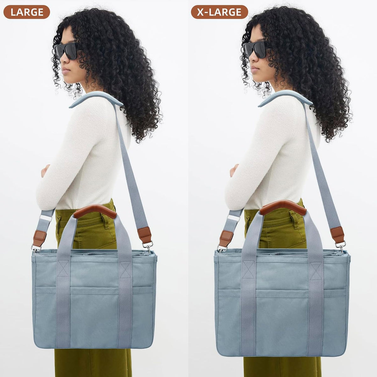 Canvas Tote Bag for Women with Zipper and Compartments Crossbody Large Bible Messenger Purse Bag With Pockets