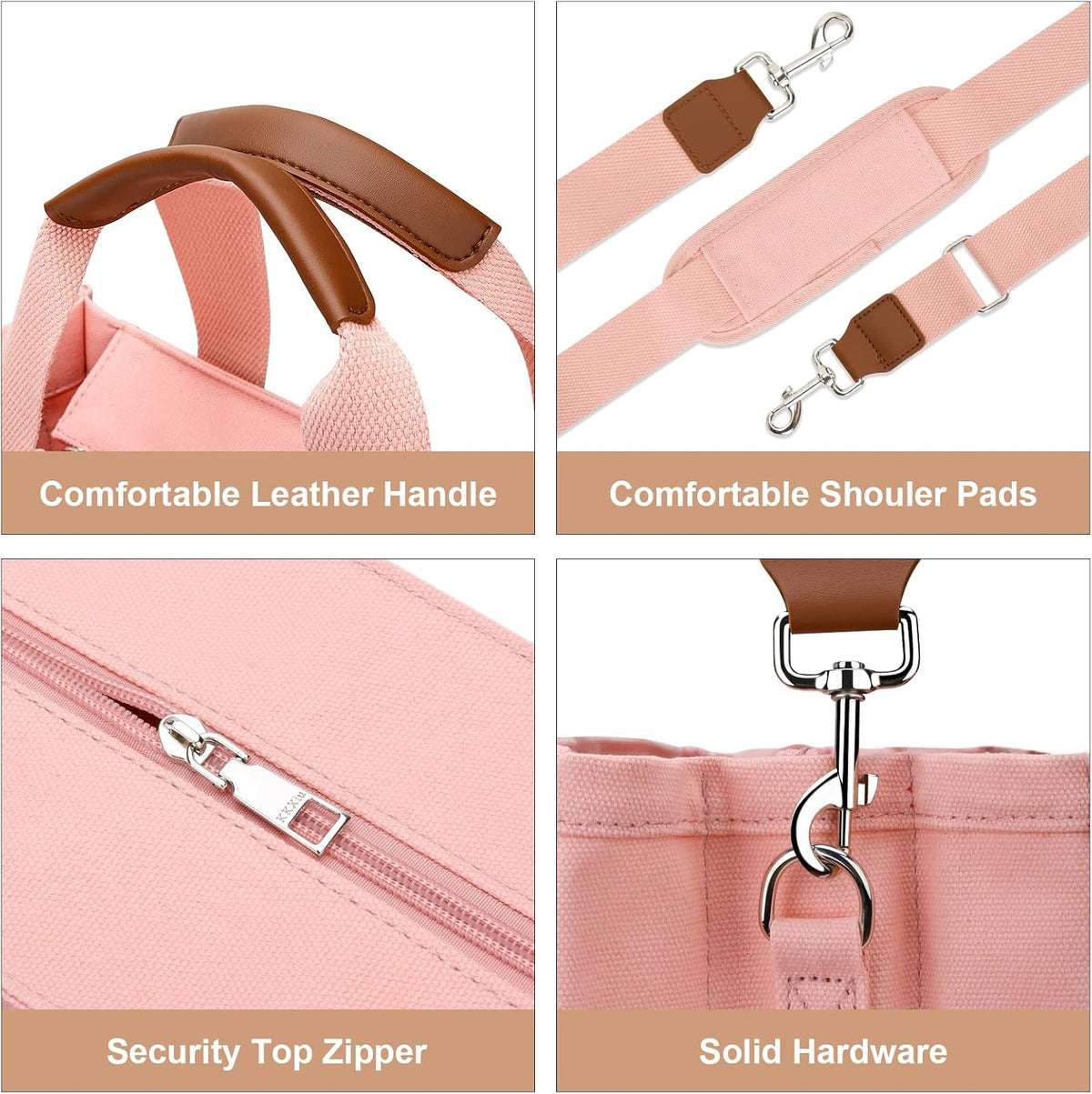 Canvas Tote Bag for Women with Zipper and Compartments Crossbody Large Bible Messenger Purse Bag With Pockets