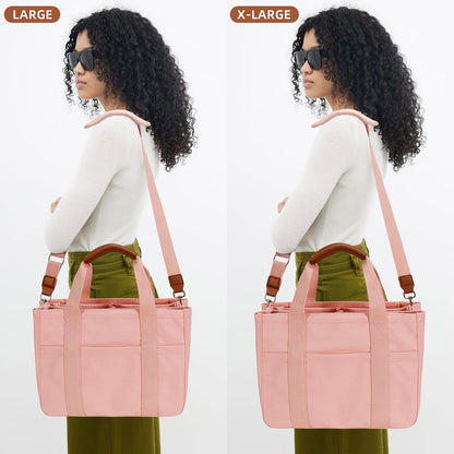 Canvas Tote Bag for Women with Zipper and Compartments Crossbody Large Bible Messenger Purse Bag With Pockets