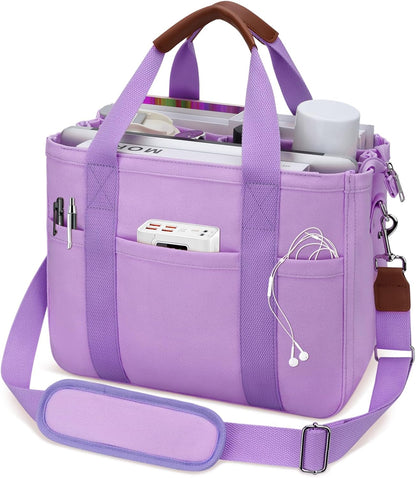 Canvas Tote Bag for Women with Zipper and Compartments Crossbody Large Bible Messenger Purse Bag With Pockets