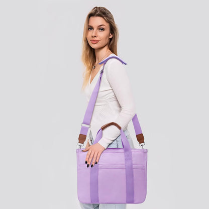 Canvas Tote Bag for Women with Zipper and Compartments Crossbody Large Bible Messenger Purse Bag With Pockets