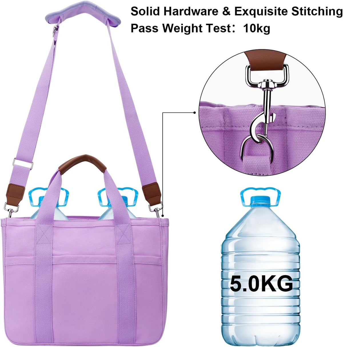 Canvas Tote Bag for Women with Zipper and Compartments Crossbody Large Bible Messenger Purse Bag With Pockets