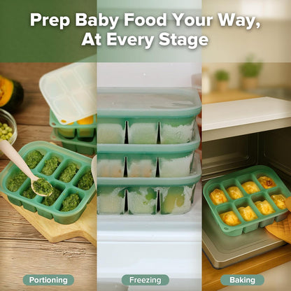 Baby Food Storage Set, Flexi-Prep Store & Feed Combo with Silicone Freezer Trays, 1000ml Reusable Storage Bag and Refillable Baby Food Pouch for Purees, Snacks & Breastmilk