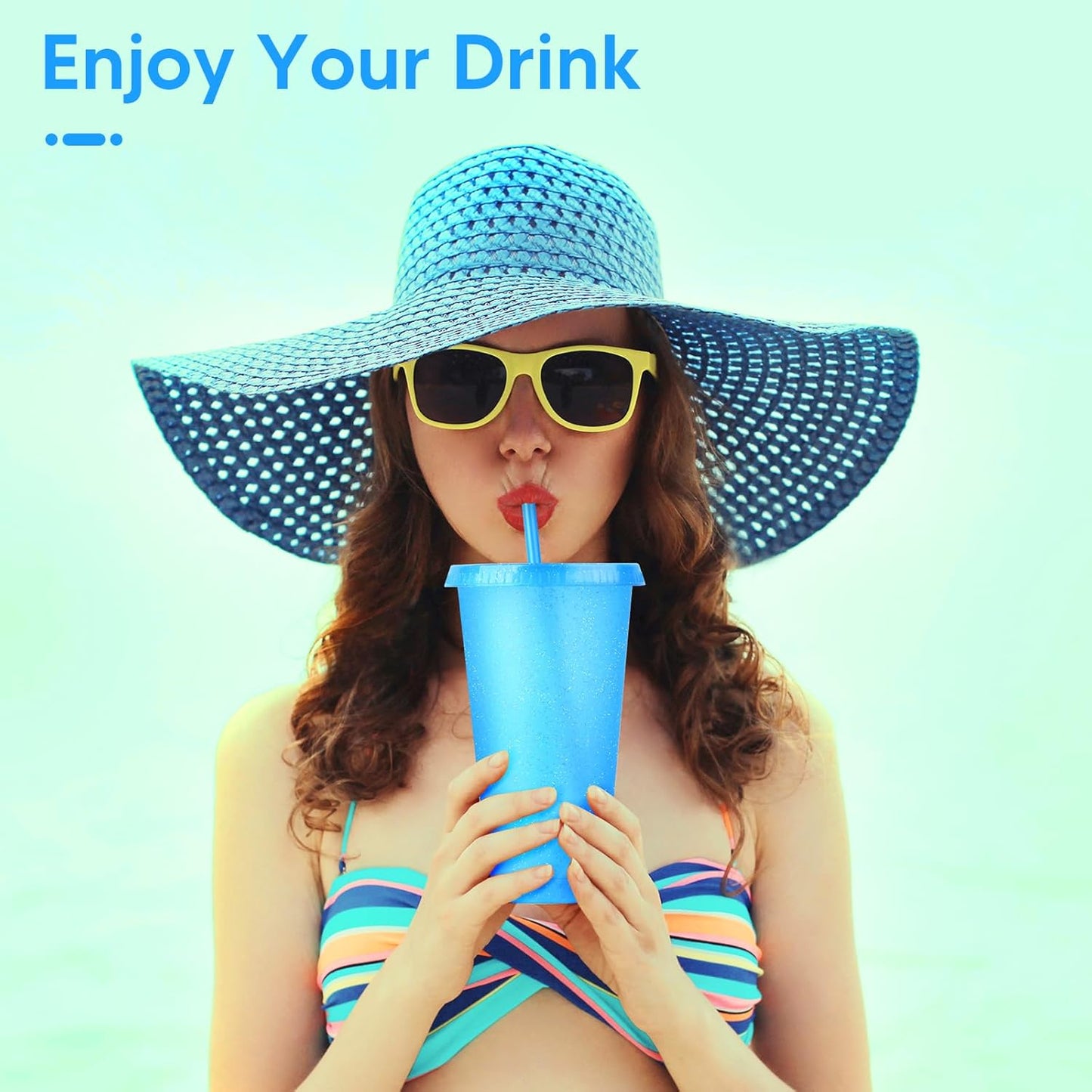24 Pack Plastic Tumblers with Lids and Straw, Reusable Cups with Lids and Straws Colorful Cups for Cold Drink Iced Coffee, Plastic Tumbler Bulk for Party Birthday Gifts (24 oz, Solid Colors)