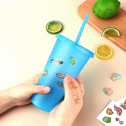 24 Pack Plastic Tumblers with Lids and Straw, Reusable Cups with Lids and Straws Colorful Cups for Cold Drink Iced Coffee, Plastic Tumbler Bulk for Party Birthday Gifts (24 oz, Solid Colors)