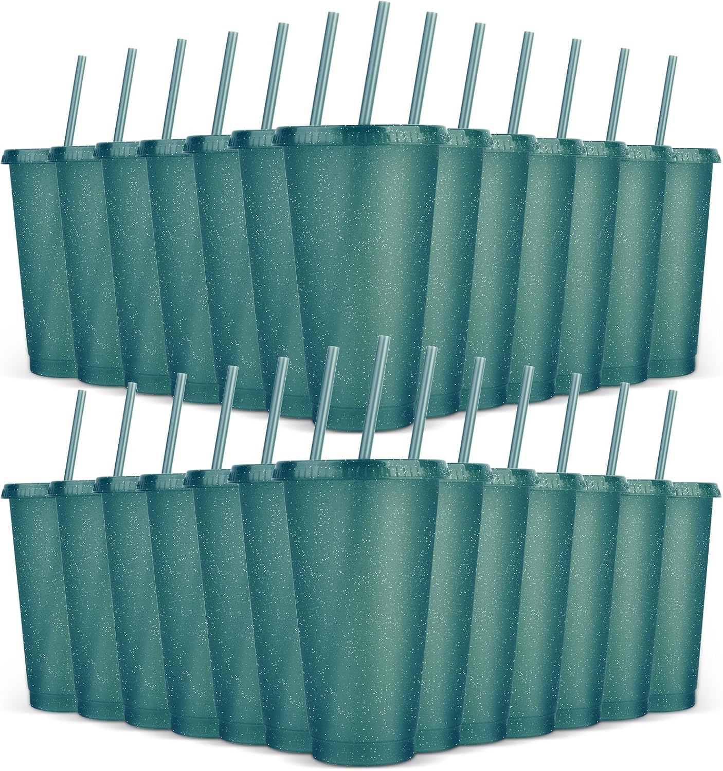 24 Pack Plastic Tumblers with Lids and Straw, Reusable Cups with Lids and Straws Colorful Cups for Cold Drink Iced Coffee, Plastic Tumbler Bulk for Party Birthday Gifts (24 oz, Solid Colors)
