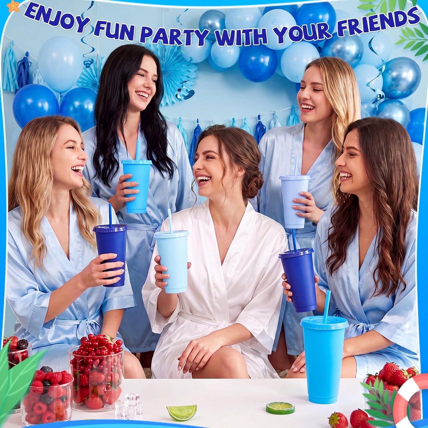 24 Pack Plastic Tumblers with Lids and Straw, Reusable Cups with Lids and Straws Colorful Cups for Cold Drink Iced Coffee, Plastic Tumbler Bulk for Party Birthday Gifts (24 oz, Solid Colors)