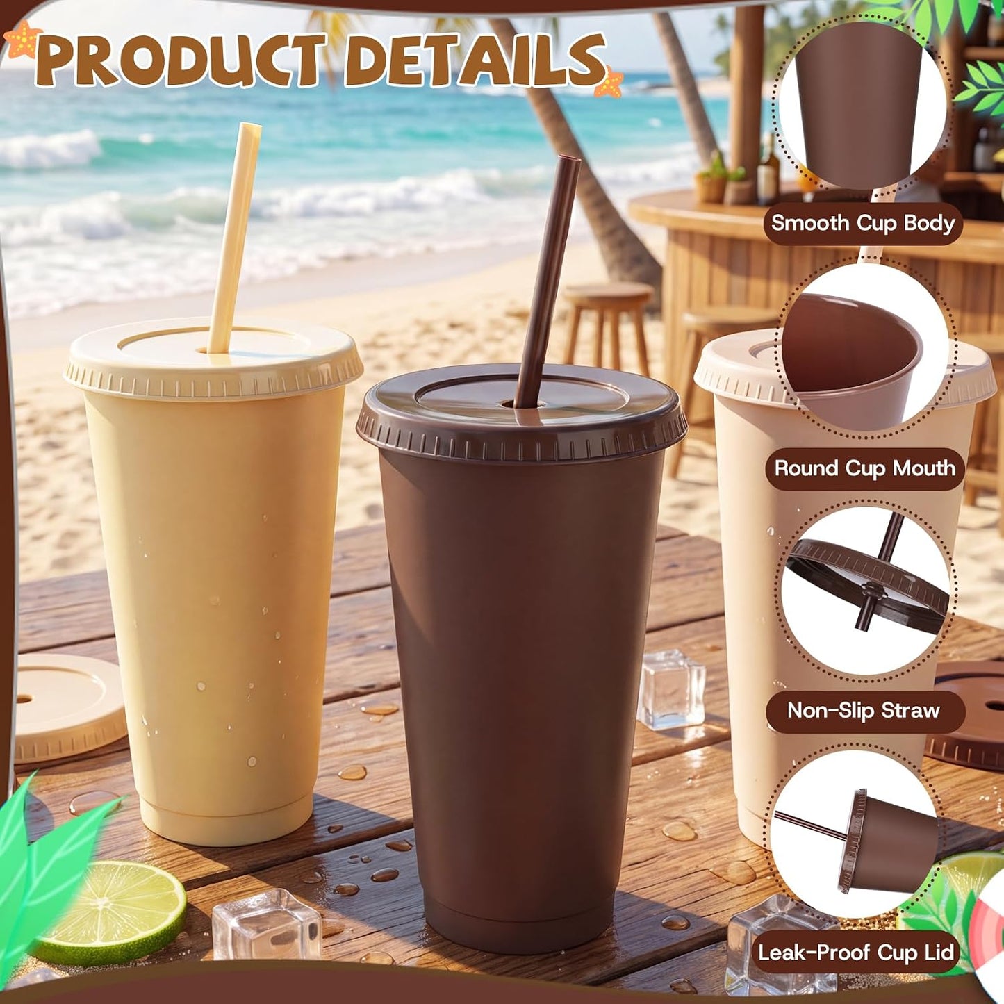 24 Pack Plastic Tumblers with Lids and Straw, Reusable Cups with Lids and Straws Colorful Cups for Cold Drink Iced Coffee, Plastic Tumbler Bulk for Party Birthday Gifts (24 oz, Solid Colors)
