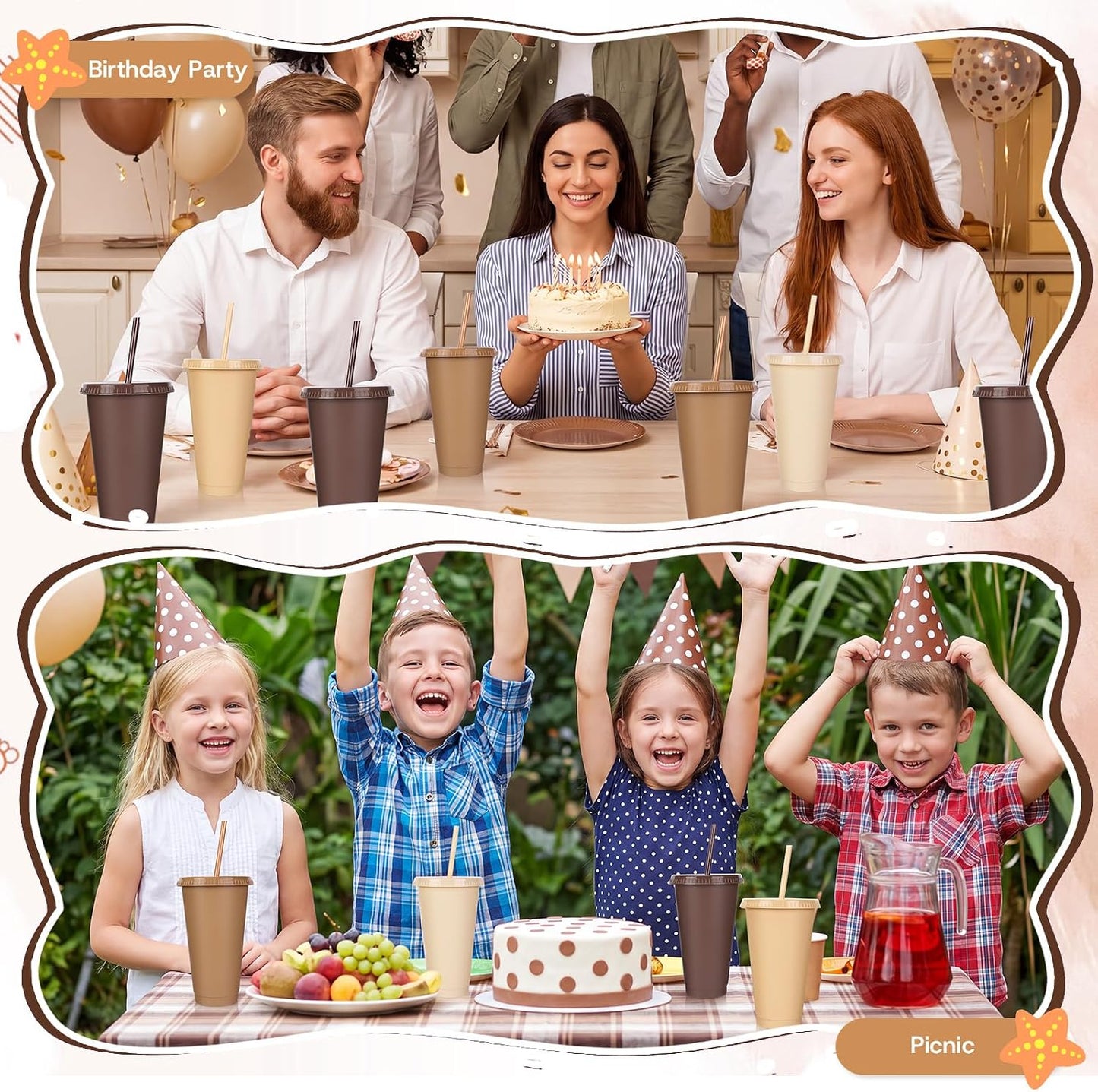 24 Pack Plastic Tumblers with Lids and Straw, Reusable Cups with Lids and Straws Colorful Cups for Cold Drink Iced Coffee, Plastic Tumbler Bulk for Party Birthday Gifts (24 oz, Solid Colors)