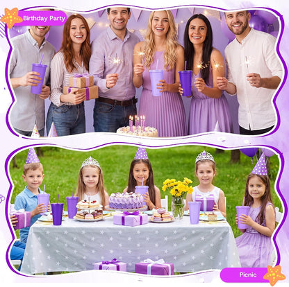 24 Pack Plastic Tumblers with Lids and Straw, Reusable Cups with Lids and Straws Colorful Cups for Cold Drink Iced Coffee, Plastic Tumbler Bulk for Party Birthday Gifts (24 oz, Solid Colors)