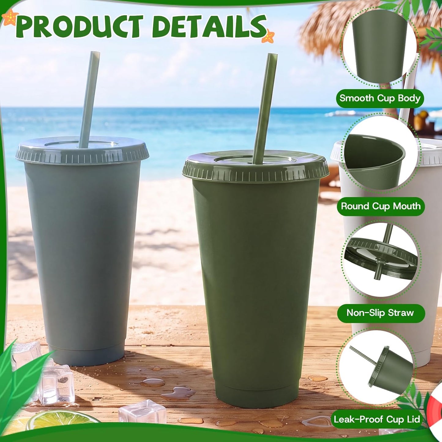 24 Pack Plastic Tumblers with Lids and Straw, Reusable Cups with Lids and Straws Colorful Cups for Cold Drink Iced Coffee, Plastic Tumbler Bulk for Party Birthday Gifts (24 oz, Solid Colors)
