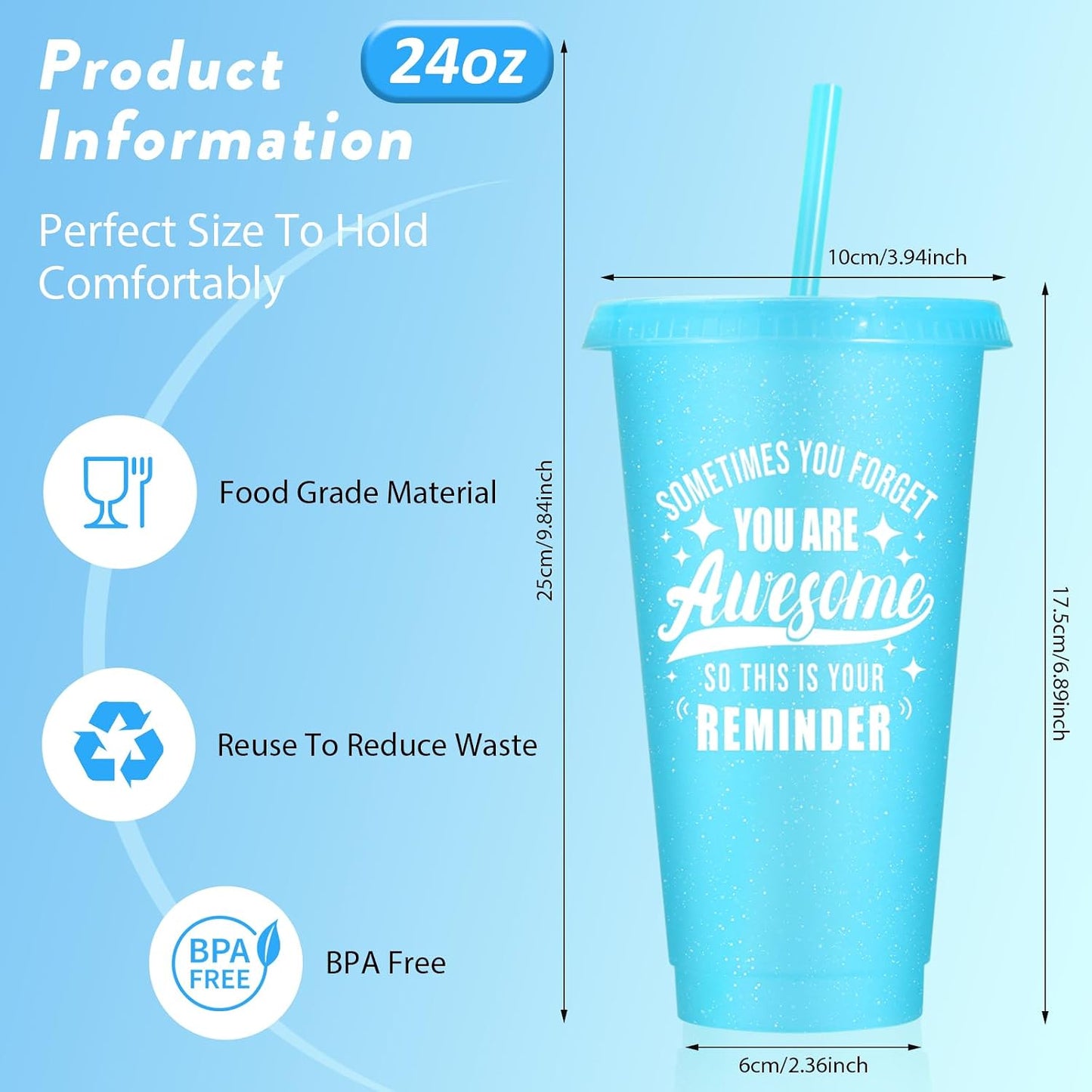 24 Pack Plastic Tumblers with Lids and Straw, Reusable Cups with Lids and Straws Colorful Cups for Cold Drink Iced Coffee, Plastic Tumbler Bulk for Party Birthday Gifts (24 oz, Solid Colors)