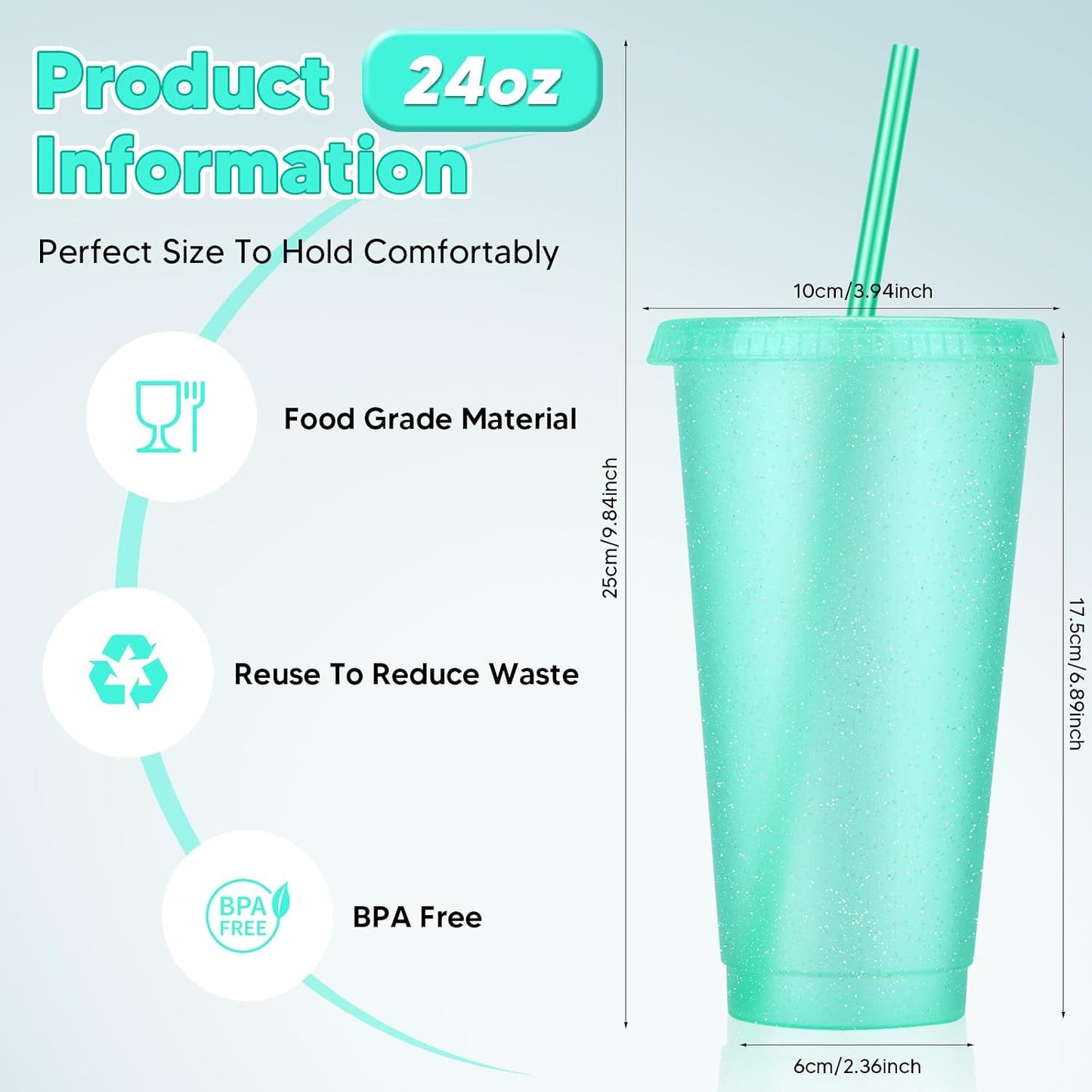 24 Pack Plastic Tumblers with Lids and Straw, Reusable Cups with Lids and Straws Colorful Cups for Cold Drink Iced Coffee, Plastic Tumbler Bulk for Party Birthday Gifts (24 oz, Solid Colors)