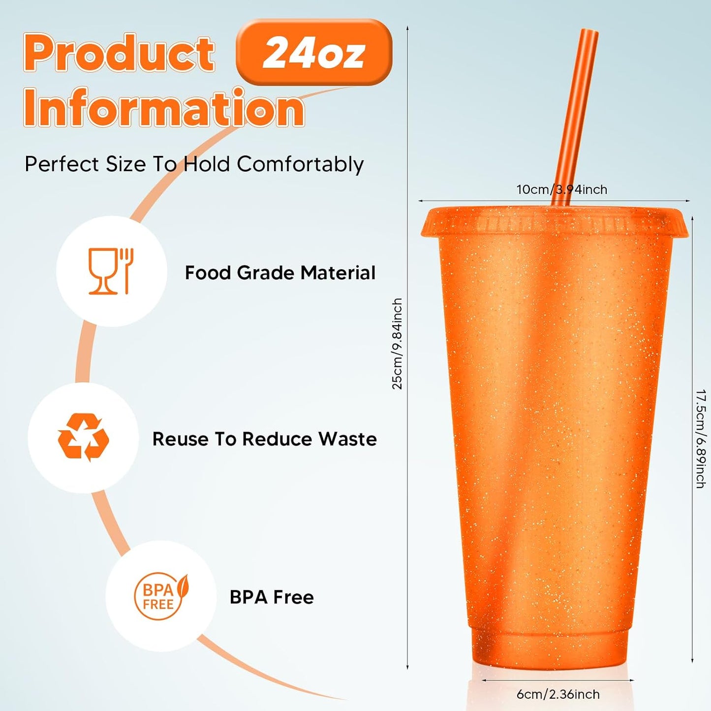 24 Pack Plastic Tumblers with Lids and Straw, Reusable Cups with Lids and Straws Colorful Cups for Cold Drink Iced Coffee, Plastic Tumbler Bulk for Party Birthday Gifts (24 oz, Solid Colors)