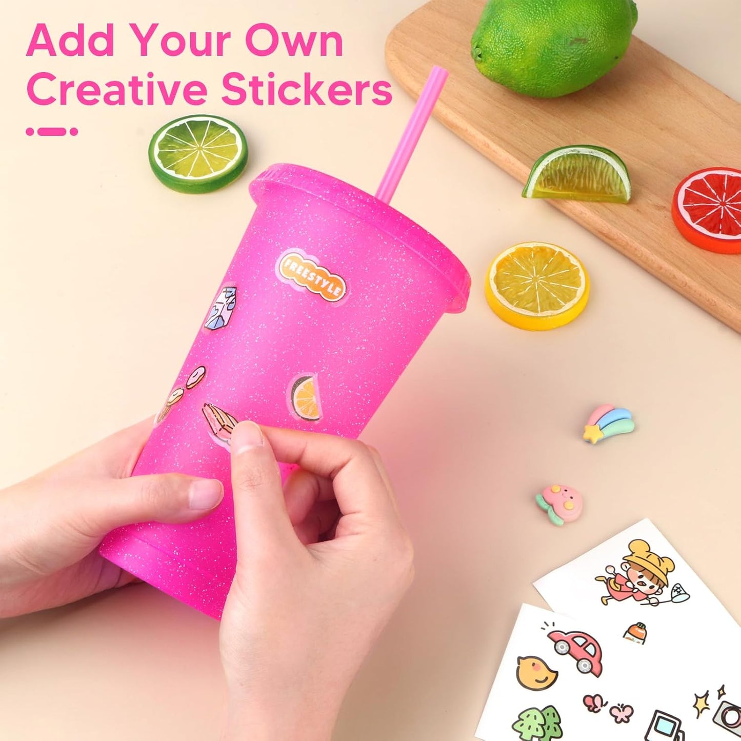 24 Pack Plastic Tumblers with Lids and Straw, Reusable Cups with Lids and Straws Colorful Cups for Cold Drink Iced Coffee, Plastic Tumbler Bulk for Party Birthday Gifts (24 oz, Solid Colors)