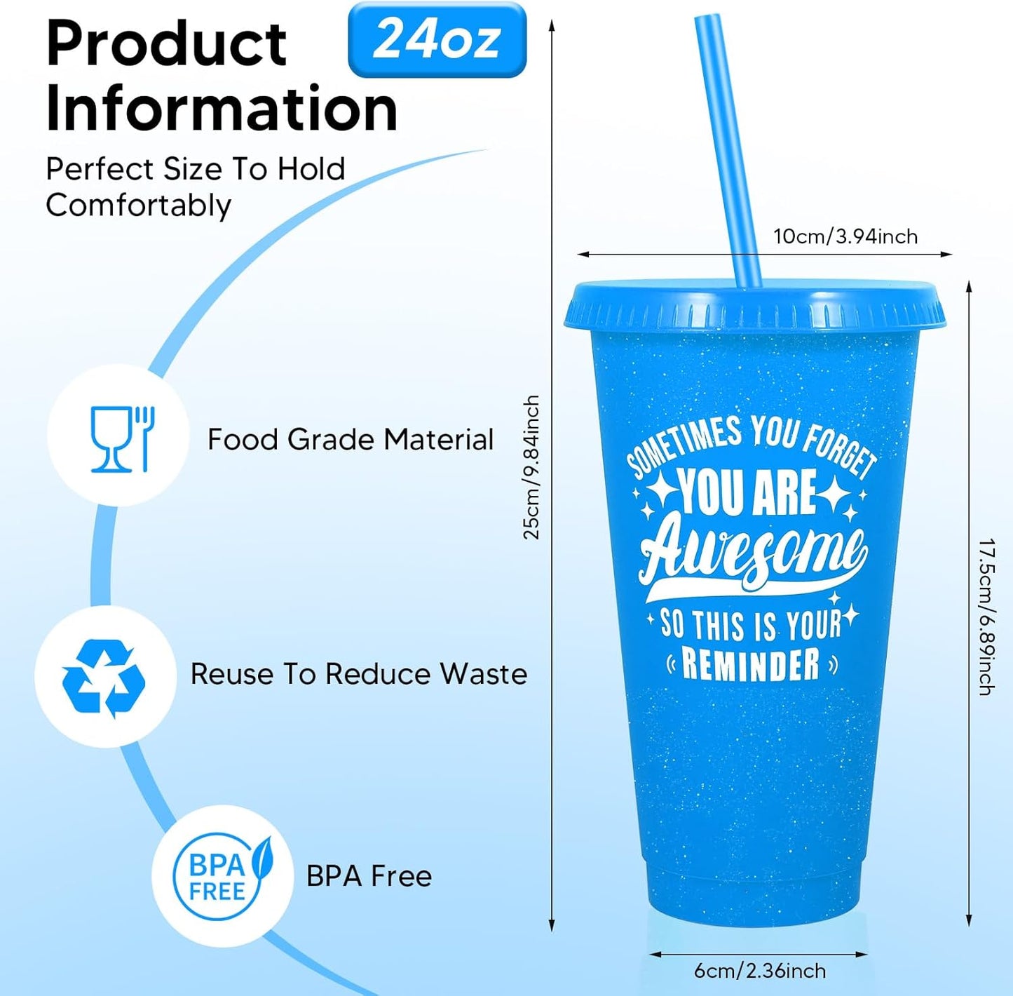 24 Pack Plastic Tumblers with Lids and Straw, Reusable Cups with Lids and Straws Colorful Cups for Cold Drink Iced Coffee, Plastic Tumbler Bulk for Party Birthday Gifts (24 oz, Solid Colors)