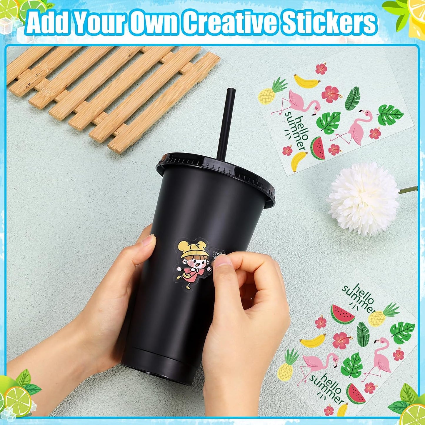 24 Pack Plastic Tumblers with Lids and Straw, Reusable Cups with Lids and Straws Colorful Cups for Cold Drink Iced Coffee, Plastic Tumbler Bulk for Party Birthday Gifts (24 oz, Solid Colors)