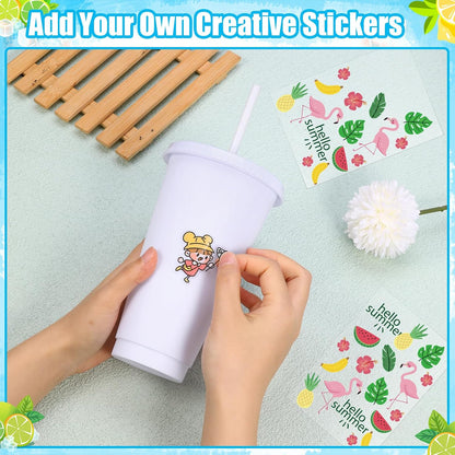 24 Pack Plastic Tumblers with Lids and Straw, Reusable Cups with Lids and Straws Colorful Cups for Cold Drink Iced Coffee, Plastic Tumbler Bulk for Party Birthday Gifts (24 oz, Solid Colors)