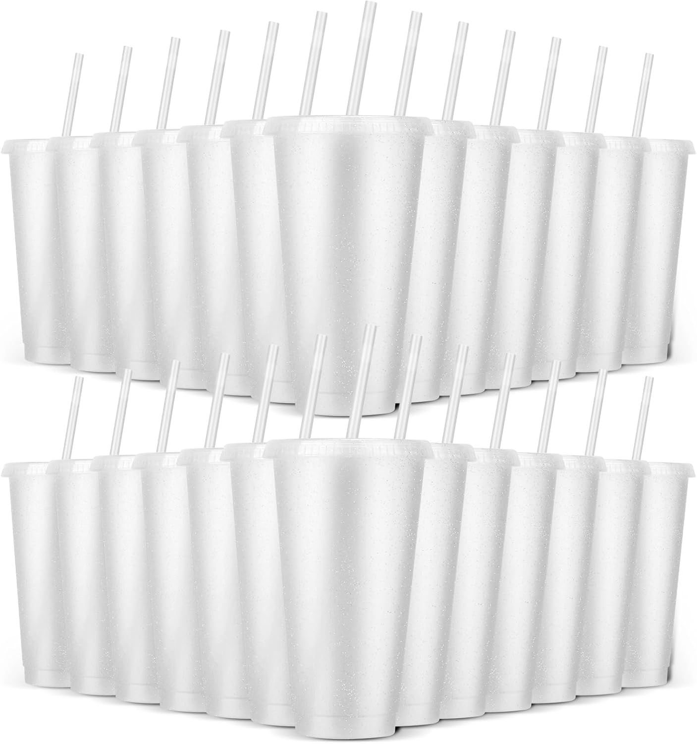 24 Pack Plastic Tumblers with Lids and Straw, Reusable Cups with Lids and Straws Colorful Cups for Cold Drink Iced Coffee, Plastic Tumbler Bulk for Party Birthday Gifts (24 oz, Solid Colors)