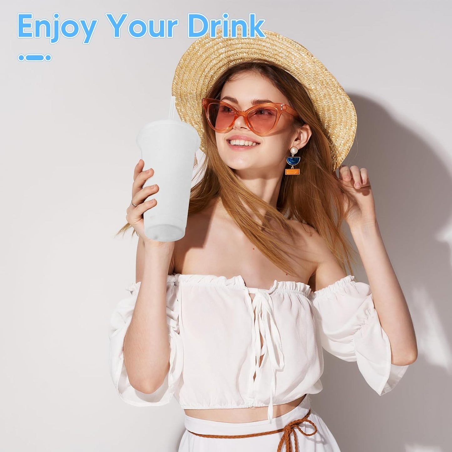 24 Pack Plastic Tumblers with Lids and Straw, Reusable Cups with Lids and Straws Colorful Cups for Cold Drink Iced Coffee, Plastic Tumbler Bulk for Party Birthday Gifts (24 oz, Solid Colors)