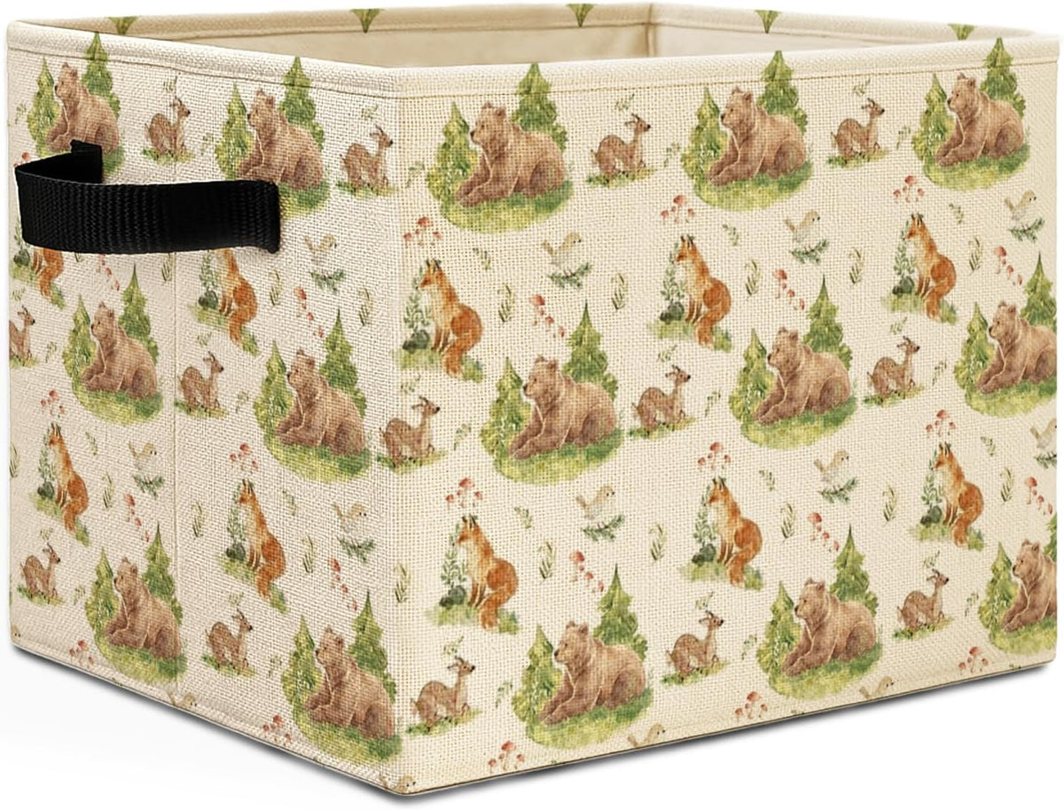 Bear Boy Nursery Storage Bins Box with Handles, Thank Heaven for Little Boys Laundry Basket Hamper Collapsible Clothes Toys Organizer for Toddler Kids Room Playroom Bathroom