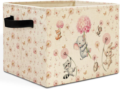 Bear Boy Nursery Storage Bins Box with Handles, Thank Heaven for Little Boys Laundry Basket Hamper Collapsible Clothes Toys Organizer for Toddler Kids Room Playroom Bathroom