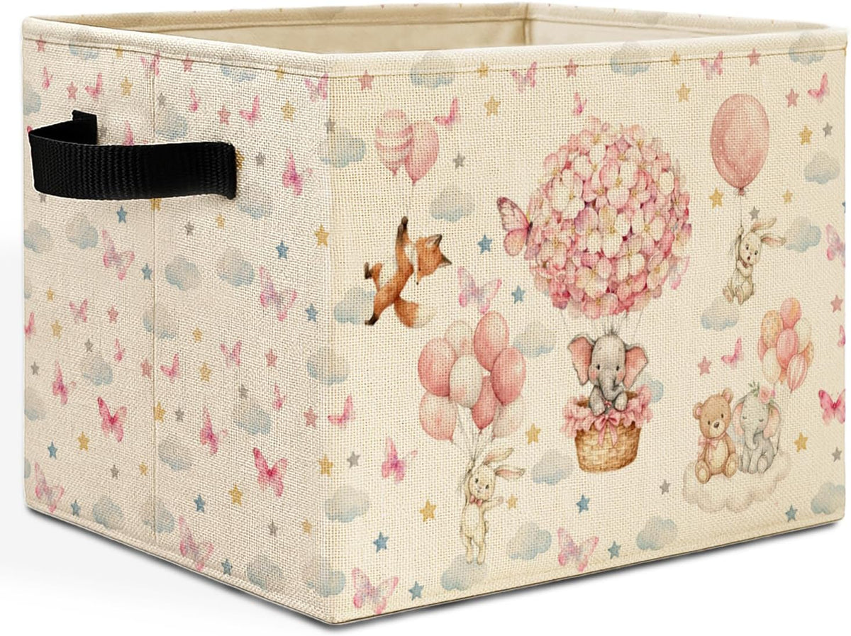 Bear Boy Nursery Storage Bins Box with Handles, Thank Heaven for Little Boys Laundry Basket Hamper Collapsible Clothes Toys Organizer for Toddler Kids Room Playroom Bathroom