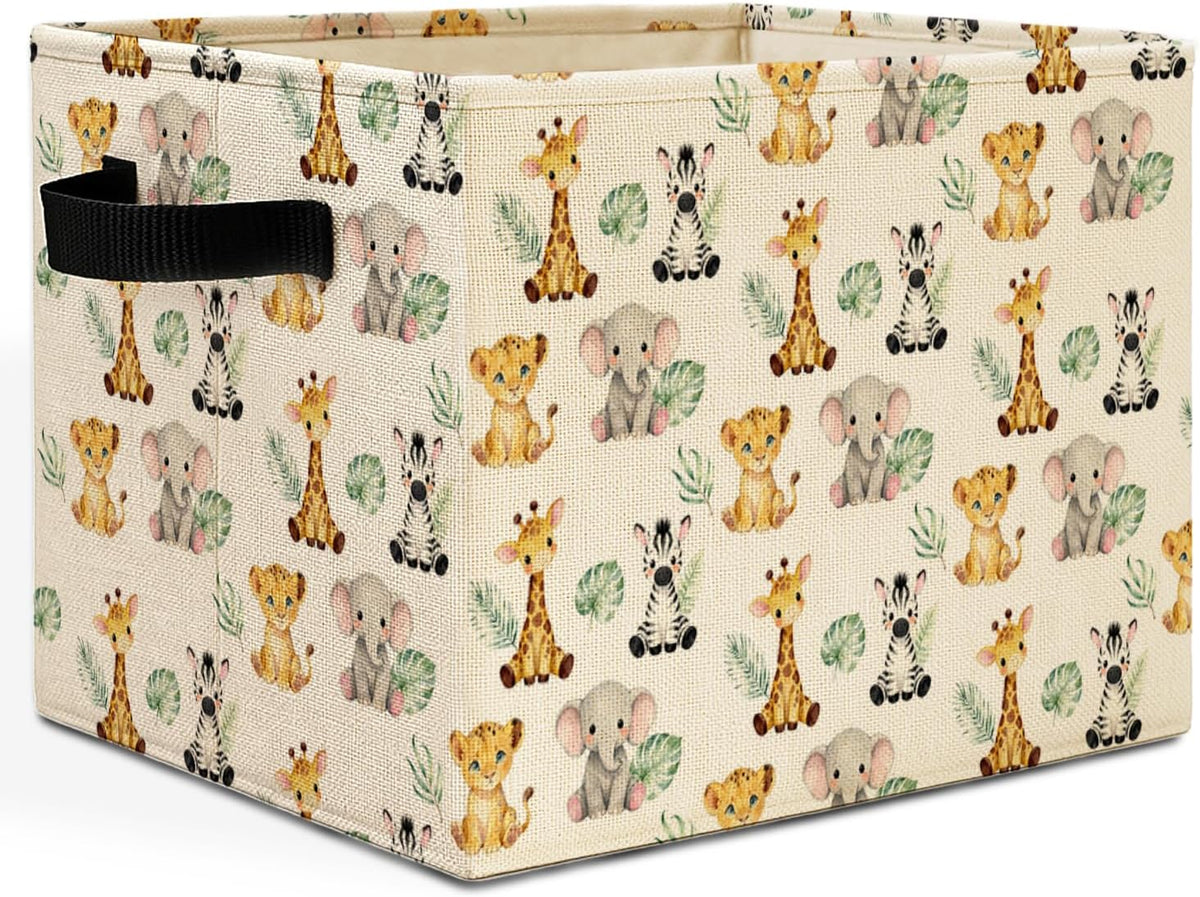 Bear Boy Nursery Storage Bins Box with Handles, Thank Heaven for Little Boys Laundry Basket Hamper Collapsible Clothes Toys Organizer for Toddler Kids Room Playroom Bathroom