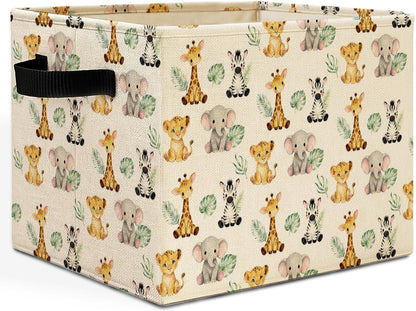 Bear Boy Nursery Storage Bins Box with Handles, Thank Heaven for Little Boys Laundry Basket Hamper Collapsible Clothes Toys Organizer for Toddler Kids Room Playroom Bathroom