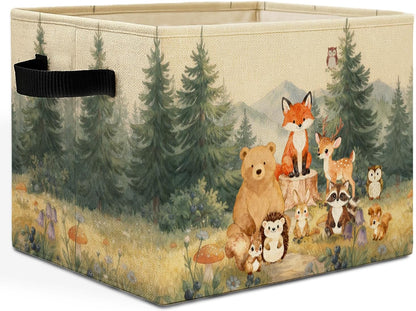 Bear Boy Nursery Storage Bins Box with Handles, Thank Heaven for Little Boys Laundry Basket Hamper Collapsible Clothes Toys Organizer for Toddler Kids Room Playroom Bathroom