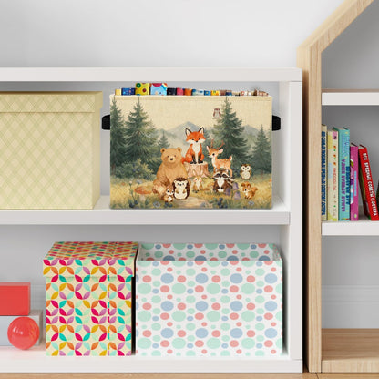 Bear Boy Nursery Storage Bins Box with Handles, Thank Heaven for Little Boys Laundry Basket Hamper Collapsible Clothes Toys Organizer for Toddler Kids Room Playroom Bathroom