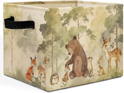 Bear Boy Nursery Storage Bins Box with Handles, Thank Heaven for Little Boys Laundry Basket Hamper Collapsible Clothes Toys Organizer for Toddler Kids Room Playroom Bathroom