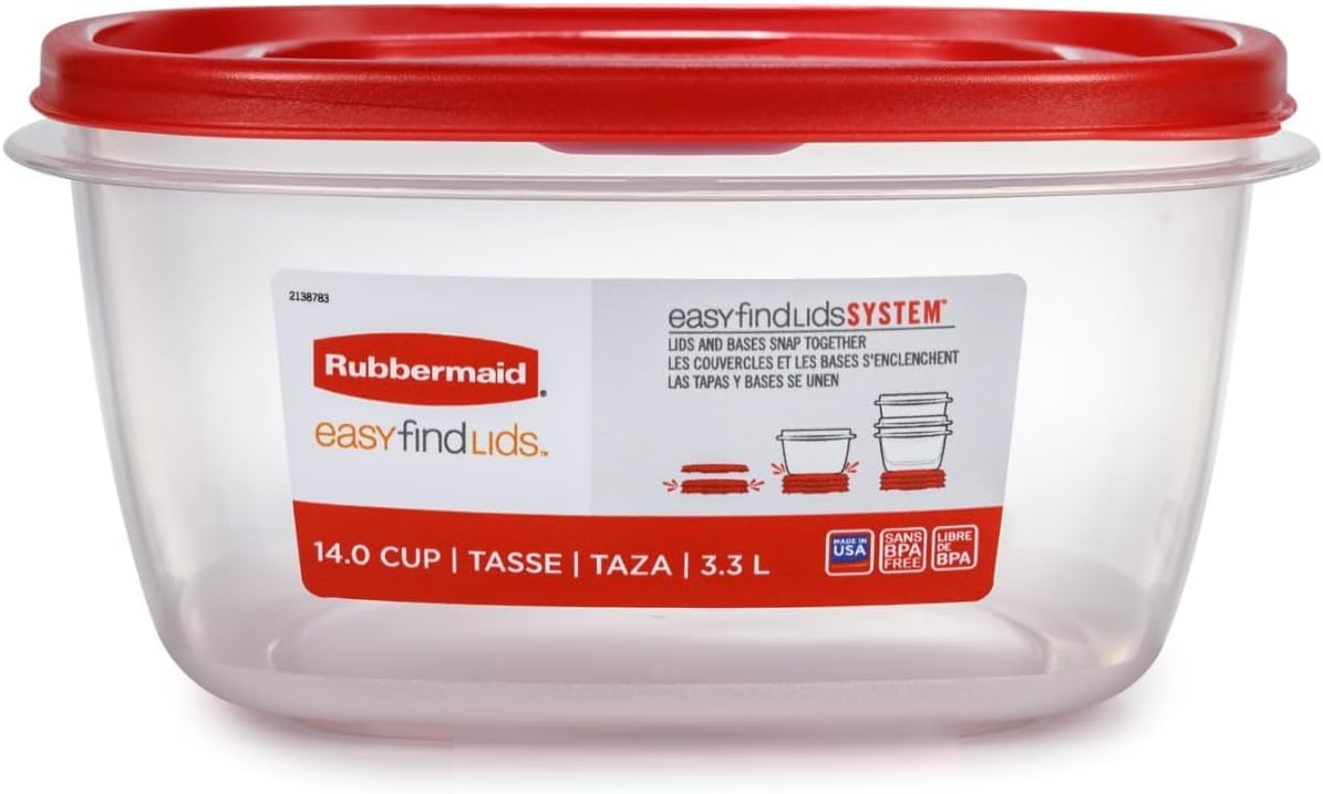Easy Find Lids Food Storage Containers, 0.5 Cup, Racer Red, 2-Piece Set